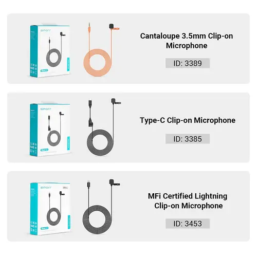 SmallRig L1-3.5mm TRS/TRRS 전문 라발리에 마이크, 휴대폰 컴퓨터 브이로그 옷깃 클립온 마이크, 6.5ft 3388 6