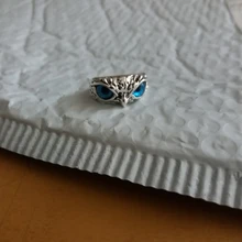 Anillo de búho de ojo de demonio de Plata de Ley 925 auténtica para mujer, chica y amantes, Animal Retro, anillo ajustable abierto, joyería llamativa, regalo