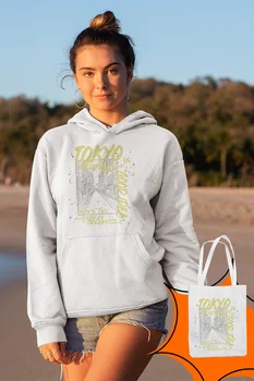 

Angemiel Wear Tokyo Is A Good İdea White Women 'S Hooded Sweatshirt Bags Kombin