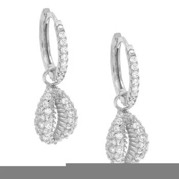 

LOZRUNVE Turkish Jewelry 925 Silver 14k 18k Beach Conch Shell Hoops Gold Earring