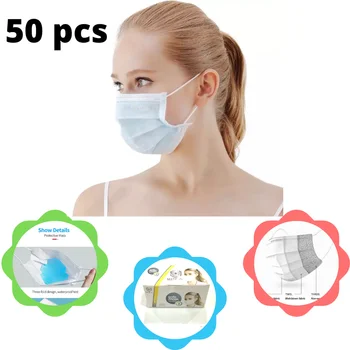 

50PCS fast shipping Filter Safety DustFaceMask Disposable Protect 3 Ply Non-woven MeltblownMasks
