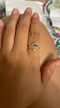 SIPENGJEL-anillos de circonia cúbica para mujer y niña, sortijas ajustables de ojo negro y oro rosa, joyería de boda de lujo