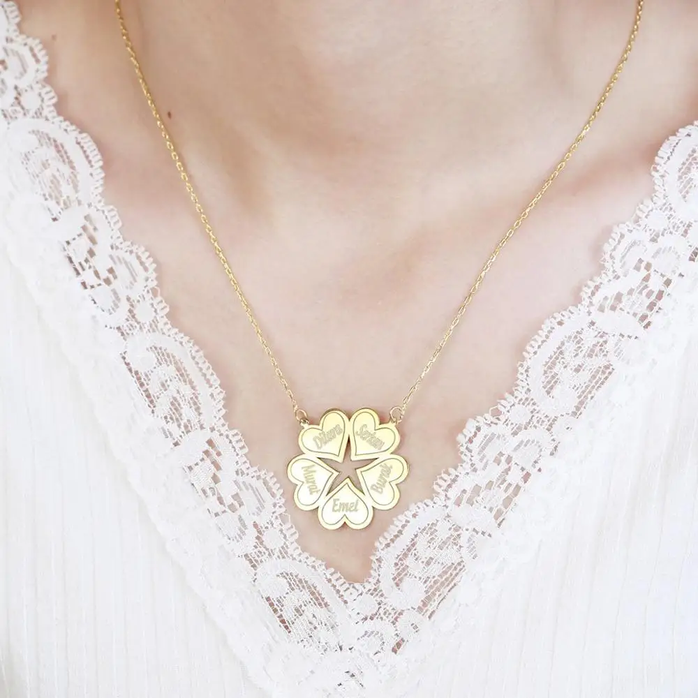 

Vaoov 925 Sterling Silver Personalized Five Leaf Plate Necklace