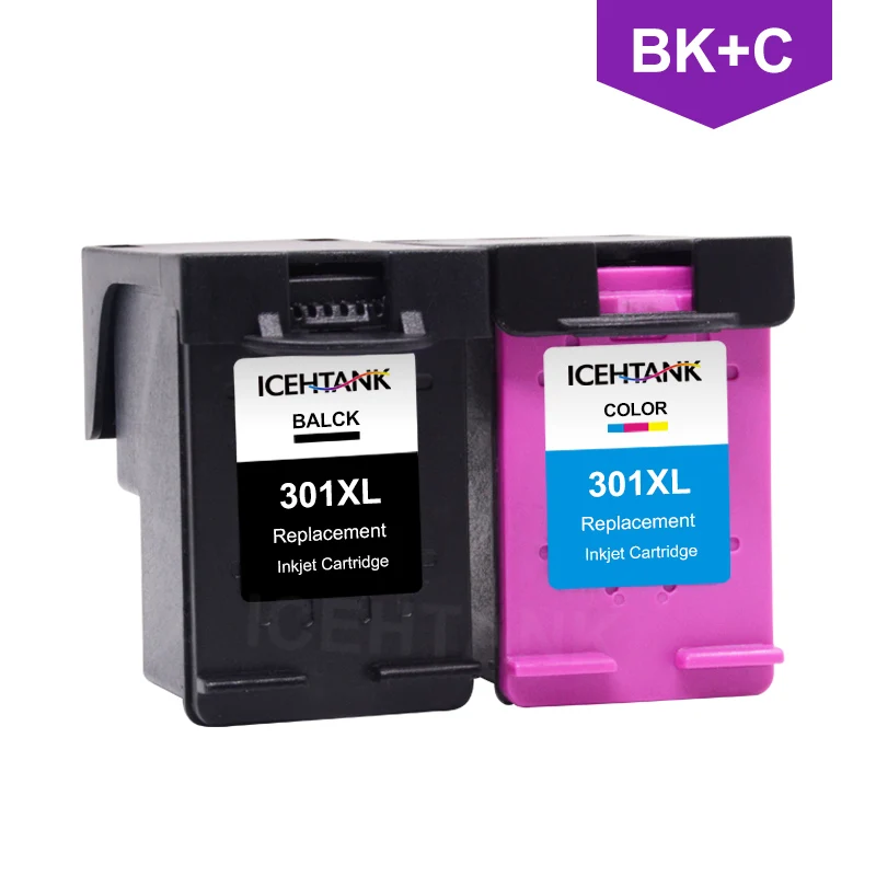 1 x Black 1 x Color ICEHTANK 301XL сменный картридж для hp 301 CH563EE CH564EE для струйного принтера hp Deskjet 1000 1050 2050 3000 - Цвет: 1 x Black 1 x Color