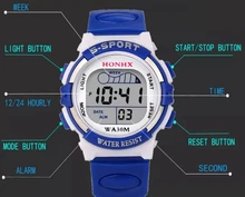 Reloj deportivo Digital LED para niños, cronógrafo electrónico con fecha, resistente al agua
