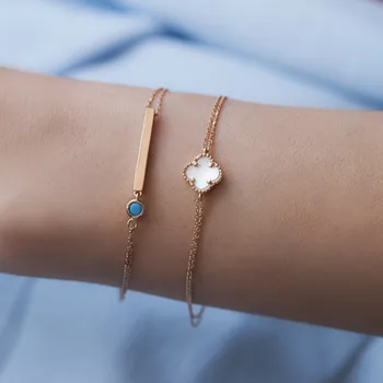 

Turquoise Stone Gold Bracelet 05-410-4BLK1636 (On The Left)