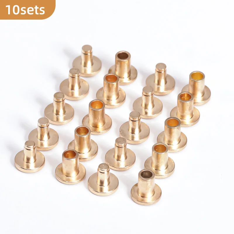 WUTA High Quality Leather Copper Rivets and Burrs,Solid Brass Rivets Studs  Permanent Tack Fasteners Craft,Belts,Halters,Bridles