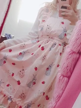 Women's Dresses Chic Lady Kawaii Ulzzang Strawberry Rabbit Cute Strap Dress Female Ins