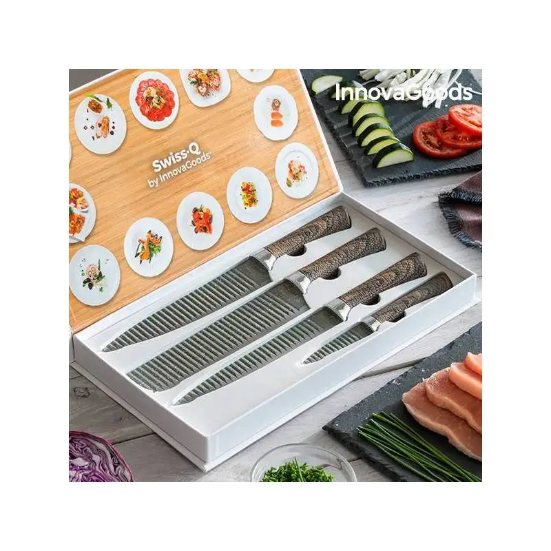 Knife set Namiutsu Wood& Stone Swiss · Q InnovaGoods(4 PCs