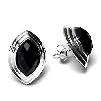 

Sterling silver earrings 925m oval onyx stone [AB2528]