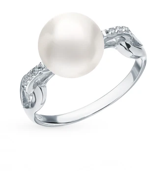 

Silver ring with cubic zirconia and pearls sunlight sample 925