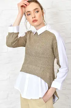 

Trend Alacati Style Women Knitwear Detailed Shirt ALC-X3574