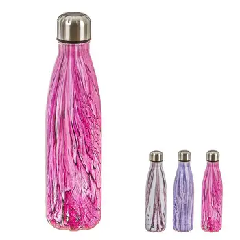 

Water bottle 500ML marble effect with insulation, HOT AND COOL waterproof sports stainless steel. Pink, purple and gray