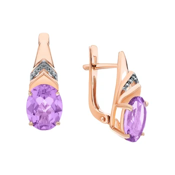 

Gold earrings with amethyst and cubic zirconia sunlight sample 585