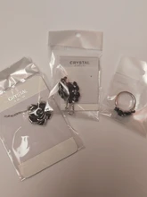 Conjunto de joyas de esmalte de flor rosa de moda, pintura negra de Color oro rosa, juegos de joyería nupcial para mujer, boda 82606