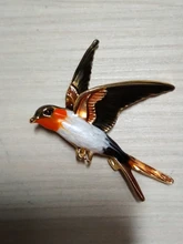 Wuli&Baby Enamel Flying Swallow Brooch Pins For Women Animal Bird Broche Jewelry Gift