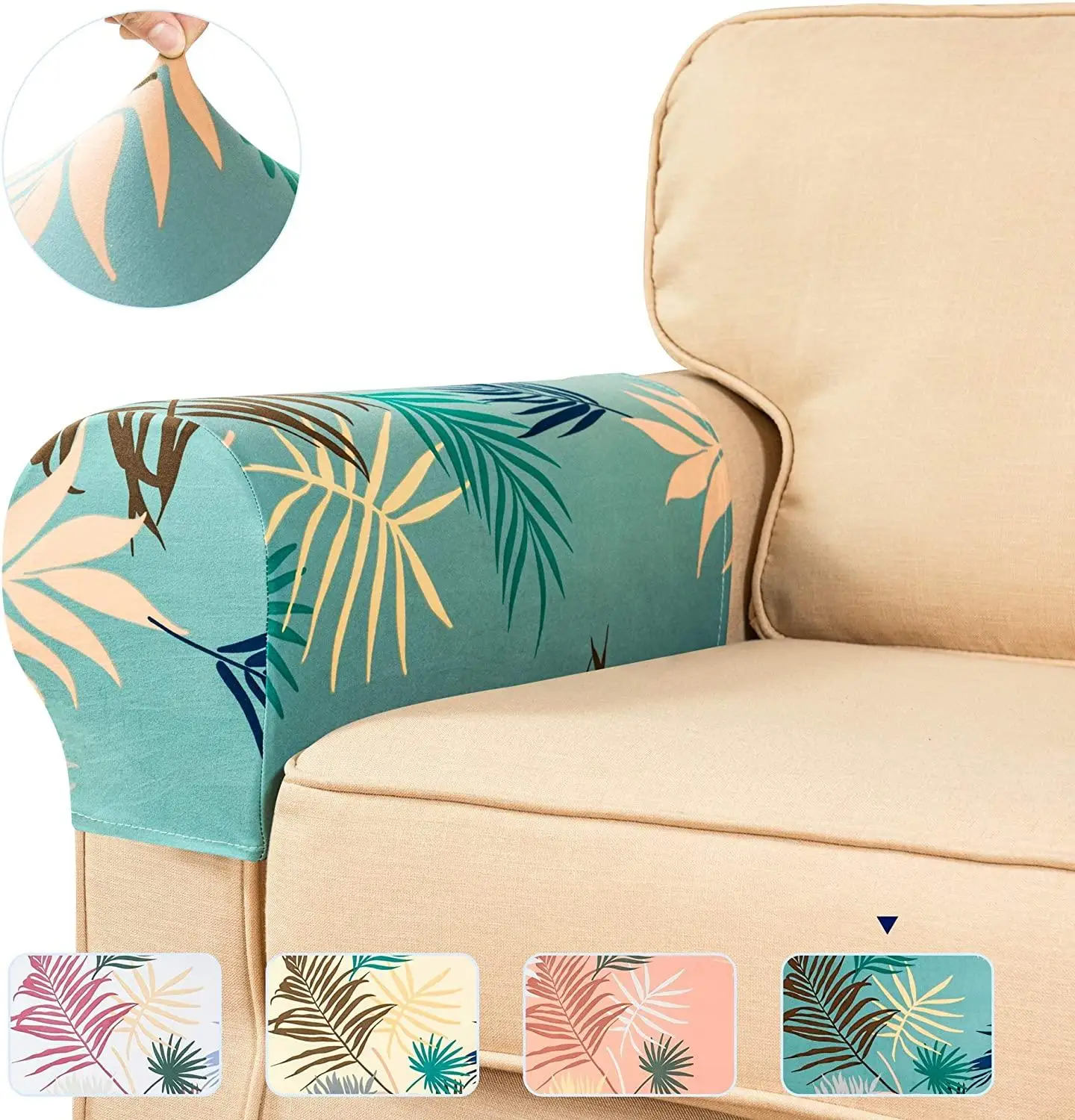 

2Pcs Leave Printed Sofa Arm Cover for Chairs Sofa Covers Armchair Elastic Furniture Protector Couch Cover Strench Slipcovers