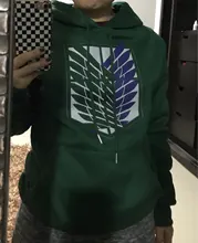 Sudadera con capucha de Anime para mujer, ropa de calle de manga larga con capucha de Attack on Titan, Harajuku, deportiva, verde, Unisex, G1, 2020