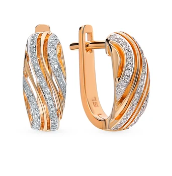 

Gold earrings with diamonds sunlight sample 585