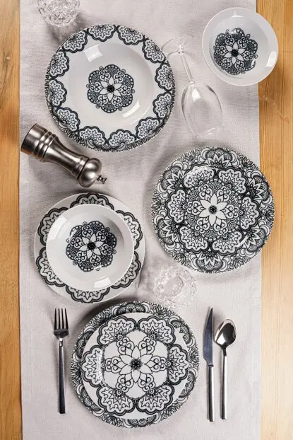 

Porland 6 Person 24 Pieces Lacework Durable Porcelain Turkish Dinnerware Set