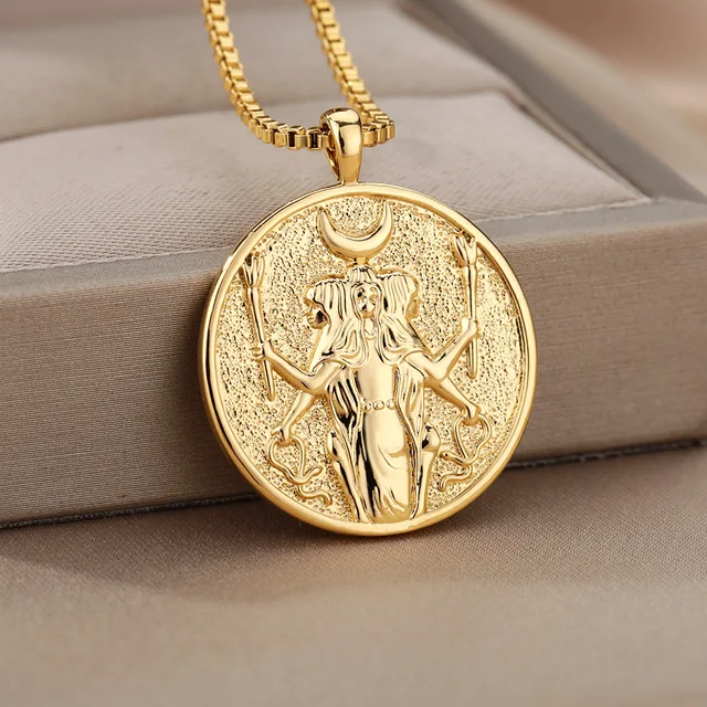Vintage Zodiac Necklace For Women Gold Stainless Steel Constellation Aquarius Pisces Leo Chain Choker Necklace Goth Jewelry Gift Hecate