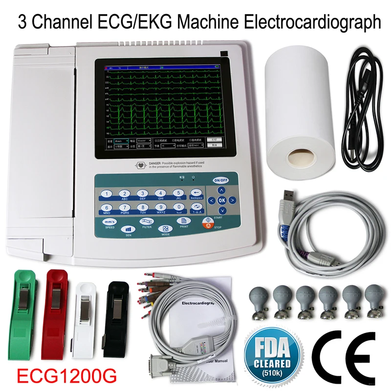 Ветеринарный одноканальный цифровой электрокардиограф ECG300G/ECG1200G устройство ЭКГ