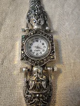 De la mujer pulsera de plata antigua pulsera reloj gris Diamante de imitación acero reloj con correa para mujer esfera redonda mujer reloj de cuarzo mujer reloj regalo