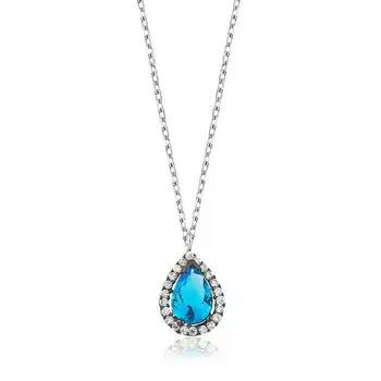 

925 sterling Silver Blue Drop Pendant