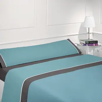 

Smooth Sets of sheets green Petrolium and Grey compound by worktop, Fitted sheet and pillowcase