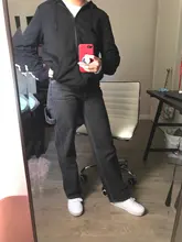 Women Jeans Cargo-Pants Wide-Leg Gray Loose Blue Girl Baggy High-Waist Straight Casual