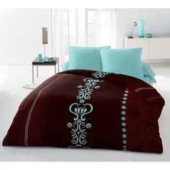 

Duvet cover microfiber JULIETTE - 1 duvet cover 220x240 cm + 2 pillowcases 63x63 cm - Chocolate and turquoise