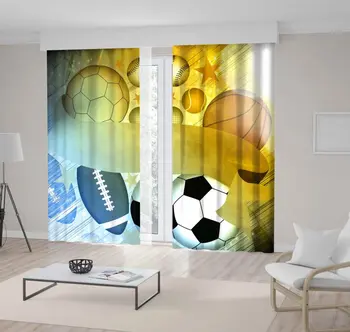 

Curtain Baseball Football Basketball Rugby Sports Balls on Blue Yellow Background Fun Artistic Print