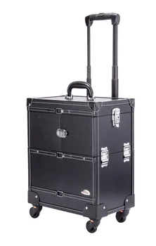 

Sunrise Case 4 Wheels Rolling Makeup Cosmetic Train Case, Black