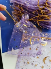 Bolsa de gasa de 50 Uds., bolsas negras de estrellas y luna de 9*12cm, paquete de organza de diseño especial, regalo de boda bronceado, paquete de joyería de dulces