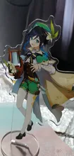 Genshin-figura de Anime de impacto Diluc Venti Klee Keqing Qiqi, soporte acrílico, modelo de placa, decoración de escritorio, señal de pie, llavero de ventilador, regalos