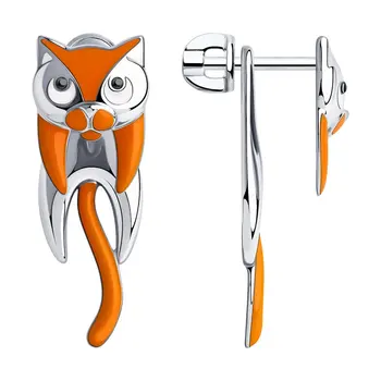 

Drop Earrings with stones Sokolov from silver with enamel, fashion jewelry, 925, women's male, long earrings