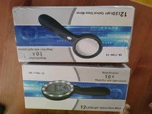 Lupa iluminada Glass-10X lupa de lectura grande de mano con 12 luz LED iluminada para personas mayores, reparación, monedas