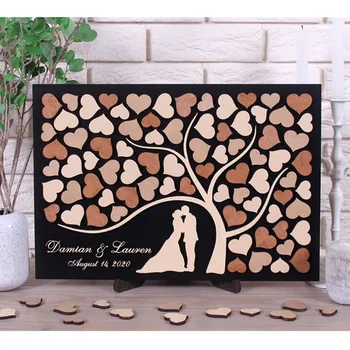 

Custom Modern Wedding Guest Book Alternatives Tree of Hearts Wedding Decor Unique Guestbook Wood Tree of Life 3D Wedding Gift