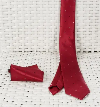 

DeepSEA Burgundy Plaid Dot Pattern Mendilli Slim Tie 1901813