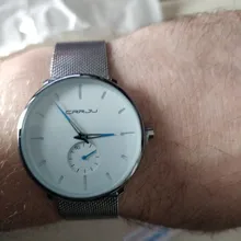 CRRJU – relojes de hombre, de cuarzo, casual, delgado, de malla de acero, impermeable, deportivo, masculino