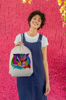 

Angemiel Bag Sinirli Facing Colorful Owl Cloth Backpack