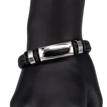 

Leather bracelet otokodesign 55467 (black, box lock, eco-leather)