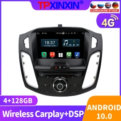 Radio Multimedia con GPS para coche, reproductor con Android 10, 128GB, grabadora de vídeo, accesorios, DVD, 2DIN, para Ford Focus 2012   2015