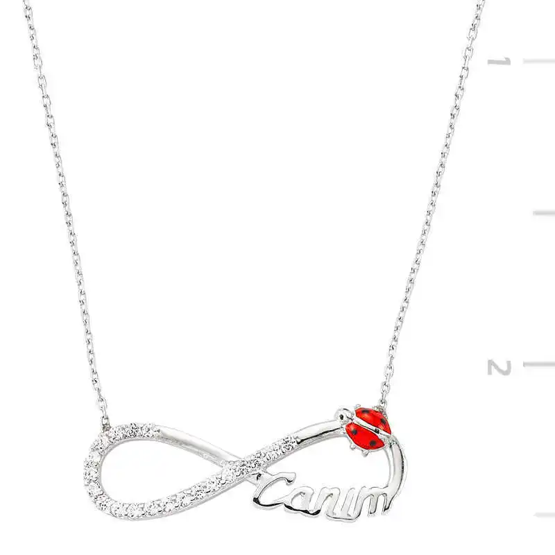 KUTAYDAN 925 Sterling Silver Ladybird Buggy Infinity Dear Lady Necklace
