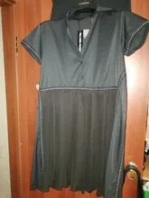 Nueva moda mujer verano coreano Estilo negro camisa plisada vestido de gasa con diseño de retales de señoras lindo Casual Midi Dress traje 6168