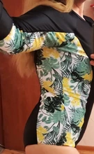 Bañador estampado de flores para mujer, una pieza, monokini, manga larga, traje de baño para surfear