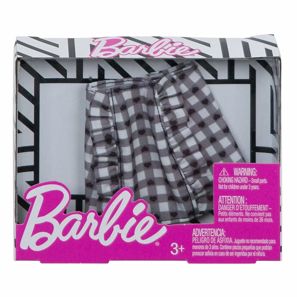 Аксессуар для кукол Barbie Юбка Клетка - Цвет: Серый