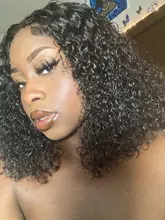 Pelucas de cabello humano malayo para mujeres negras, Bob corto de cabello humano rizado con cierre de encaje 4x4, prearrancado con pelo de bebé