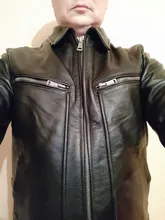 Chaqueta de cuero de vaca para hombre, abrigo de piel de vaca, grueso, de calidad, Estilo vintage, regalo, envío gratis