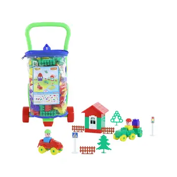 

Stacking Blocks Polesie Trolley \"Caddie\" + \"Designer\" Builder \"(160 items) (package) toys for children for kids game constructor blocks toys for boys and girls